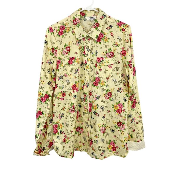 Vintage LEI Yellow Floral Long Sleeve Shirt Snap Button Western Boho - Size XXL - Picture 1 of 7